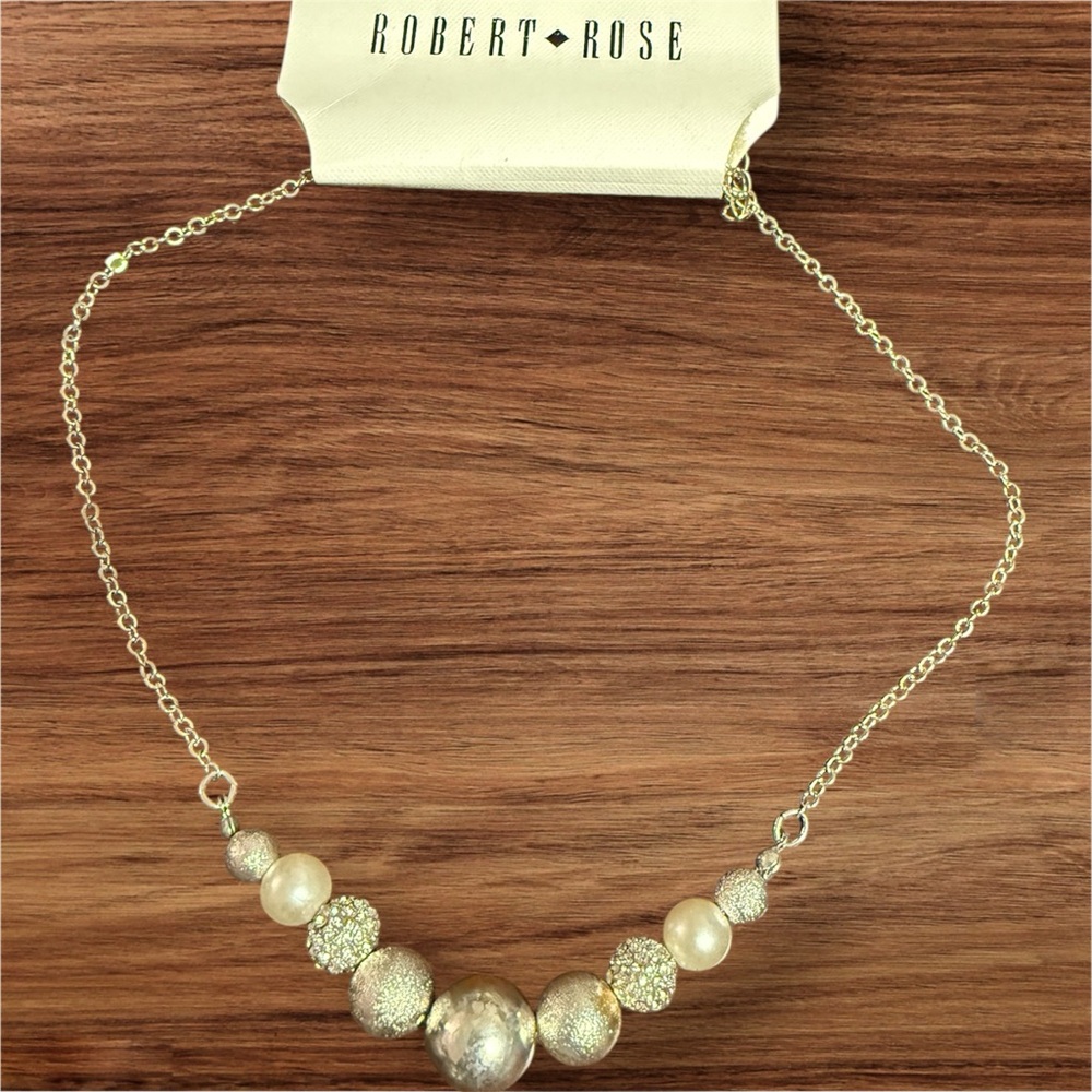 Robert Rose Gold And Silver Beaded Necklace 29$